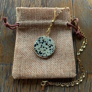 Dalmatian Jasper Round Pendant Dalmatian Jasper Necklace Minimalist Necklace